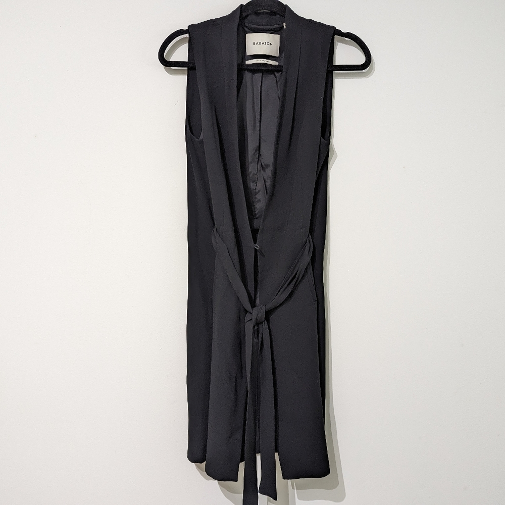 Long vest with tie waist